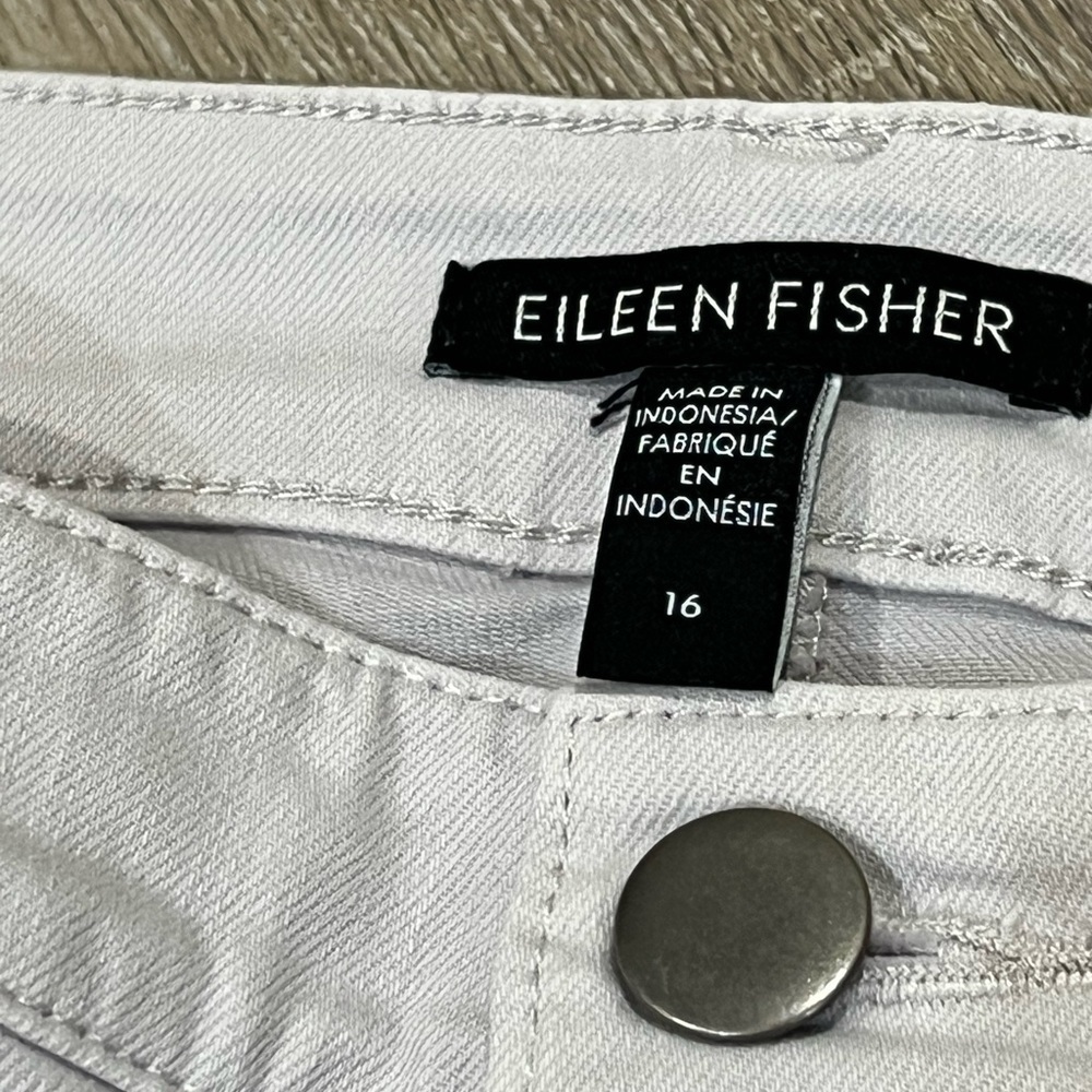 Women’s Eileen Fisher 16 Organic Cotton Stretch Teal Stone Classic Chino Pants - Picture 5 of 9